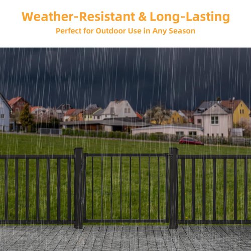 Deck Fence Gate Outdoor, 32''H Gate for 36''H Deck, Black Heavy Duty Steel Anti-Rust Door with Adjustable Width (Up to 48"), Metal Gate for Residential, Yard, Patio(No Hinge)