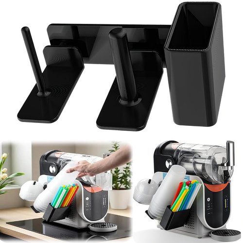 Cup Organizer for Ninja Slushie Machine FS301 & FS300-3-in-1 Side-Mounted Holder for Cups, Lids & Straws - Accessories for Ninja Slushie Machine (black)