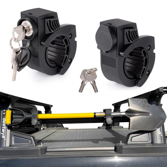 Shovel Holder Rubber Grip Mount Kit with lock Fits 0.79"-1.79" Diameter Tools Handles Quick-Release for Off-road Vehicle Roof Rack Molle Panels SUV Trucks UTV ATV M6 Nut
