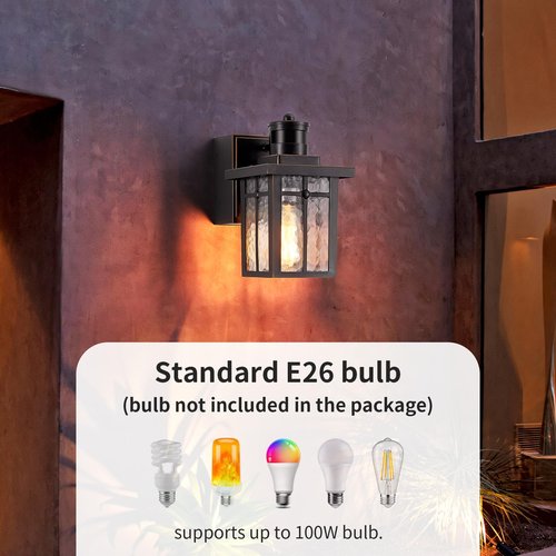 Myhaptim Porch Lights with GFCI Outlet,Dusk to Dawn Motion Sensor Outdoor Lights,3 Lighting Modes Black Front Door Light,Waterproof Exterior Light Fixture,Outside Wall Lamp for House Patio Garage