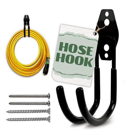 Hose Hook Wall Mount - Rust-Resistant, Scratch-Free, Strong Design, Anti-Slip Coating and Fast Setup - Garden Hose Hanger Wall Mount for Up to 66 lbs for Organizing Tools, Accessories, and Equipment
