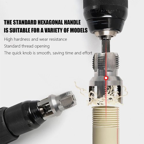 2 in 1 Internal & External Pipe Threading Tool Set, 2 Pcs Plastic Pipe Thread Cutting Tool, Electric Drill Compati, PVC Pipe Threader Set 1/2 3/4 Npt