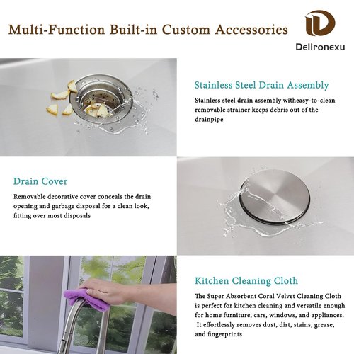 15 Inch Bar Sink Drop In - Delironexu 18 Gauge Stainless Steel Small Kitchen Sink, 15"x15" Single Bowl Square Wet Bar with Brushed Finish for Outdoor, RV, and Prep Use