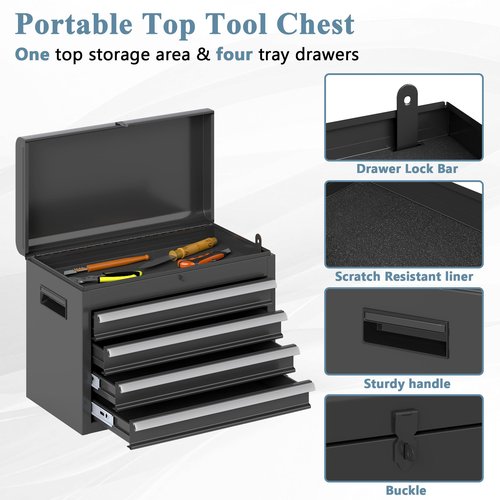 HOWSVN Tool Chest, 5 Drawers Rolling Tool Cabinet, Removable Cabinet Storage Tool Box with Universal Lockable Wheels, Lock Bar, Metal Tool Storage Cart, Tool Box for Garage, Workshop