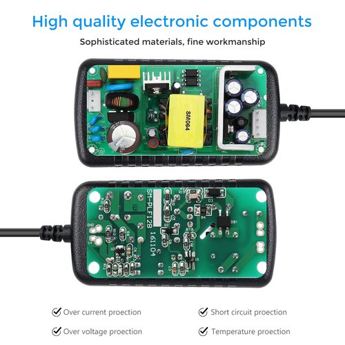 LightingWill 12V Power Supply, 24W Power Adapter, 110V AC to 12V 2A DC Converter, Wall Plug Transformer for 12 V Devices with 5.5/2.1mm DC Connector