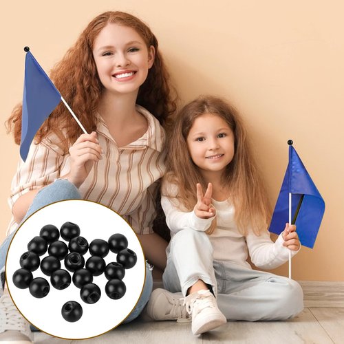 20Pcs M4 Thread Cap Nuts Knob Light Fixture Screws Decorative Screw Caps Steel Ball Lamp Decoration Screw Caps Nut Cover for Furniture Lighting, Black