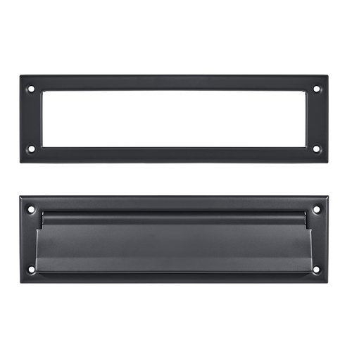 ZAUYX 1 Pack 13inch Matte Black, Solid Brass Heavy Duty Mail Slot with Solid Brass Heavy Duty Inner Frame for Use in Slots for Doors