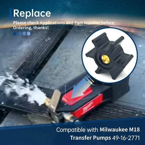 FREPURDO Brass Core Impeller & Seal Kit - Professional Grade Replacement for Milwaukee M18 Transfer Pump 2771-20, OEM 49-16-2771 Upgrade with FFKM O-Ring ﻿