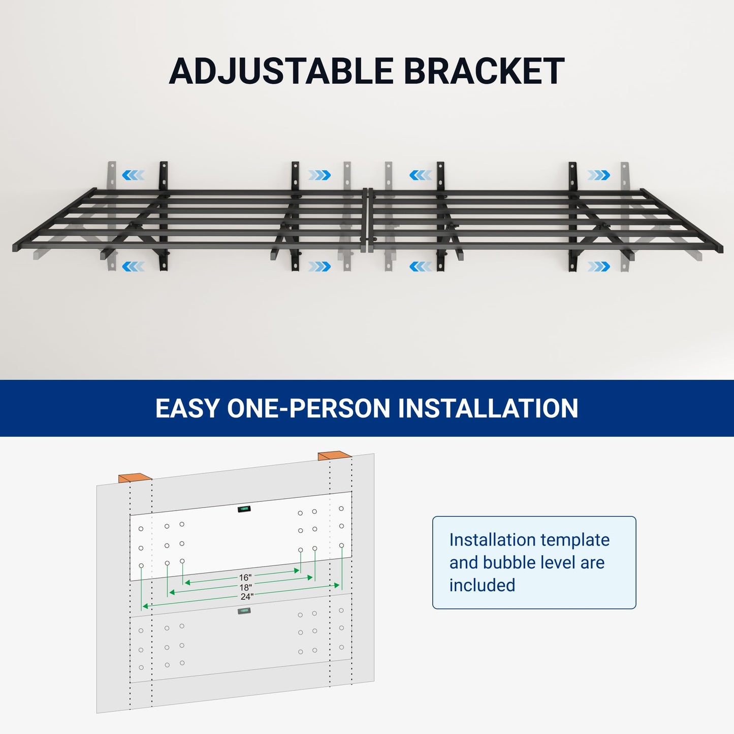 FLEXIMOUNTS 2x6ft Heavy Duty Garage Storage Shelving, 1600lbs Total Weight Capacity, 2 Pack Wall Organization System, 24 x75inch Rack Floating Shelves, Pro Series