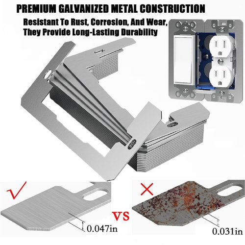 22 Pcs Wall Plate Spacer, Metal Outlet Spacers, Wall Plate Leveler Device to Fix Loose Plugs Switches, Flush Fit Design Electrical Boxes