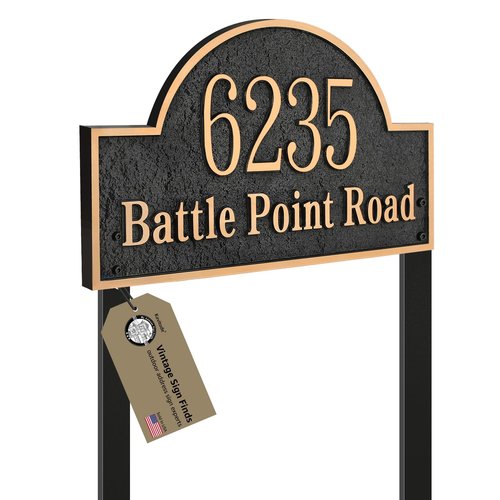 Large Address Plaque LAWN MOUNTED - Custom Address Sign,House Number Plaque Sign for Yard,Driveway,Ground,Garden Metal Option Weather Resistant With Stakes 13.4'' x 8.11'' (Style 6)