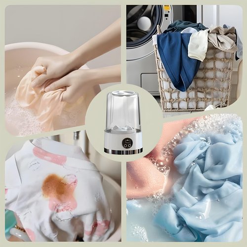 Portable Automatic Mini Washing Machine, Underwear Washing Machine | Rechargeable Mini Portable Washing Machine Lightweight for Apartment, Dorm, Hotel, RV, Travel & Camping (White)