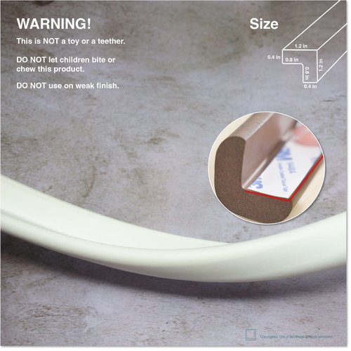 Roving Cove HeftyFit Edge Protector for Baby Proofing (6ft Large Edge Only), Heavy-Duty Soft Furniture Edge Bumper Guards, Desk Edge Cushion, Wall Corner Covers, 3M Adhesive, Oyster White (Off White)