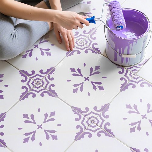 Velluppa Large Wall Stencils for Painting, Reusable Tile Stencils 12"x12" for Painting Floors, Patio (W3)