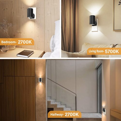 NOVELUX ETL Certified 2700K Night Lights, Modern Night Lights Plug into Wall, Dusk to Dawn Light Sensor Nightlights, Warm White, Adjustable Brightness, Night Light for Kids,Hallway,Stairway, 2 Pack