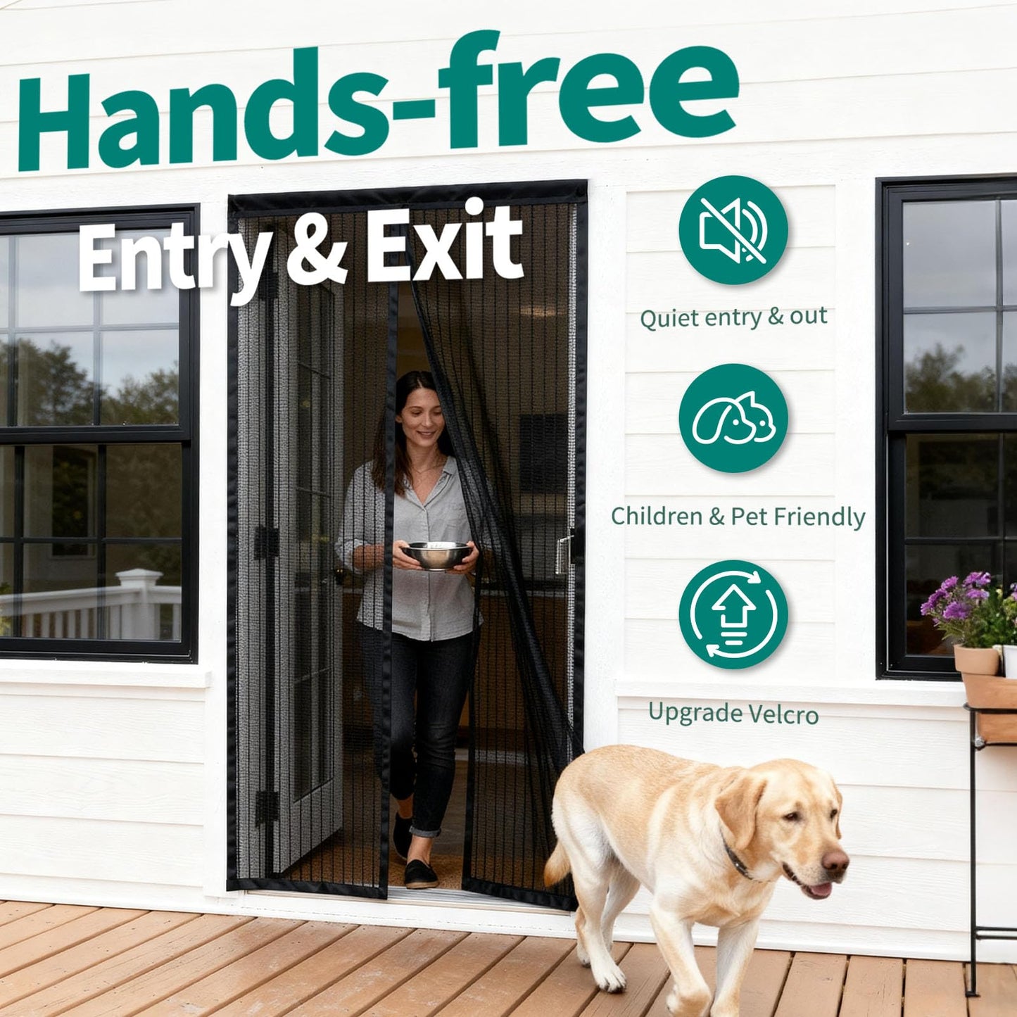 CLOPOMIC Magnetic Screen Door 36x80 Inch, Heavy Duty Door Screen Mesh with Magnetic Closure, Easy Install Hands-Free Screen for Sliding & Front Door, Pet & Kid Friendly, Keep Bugs Out