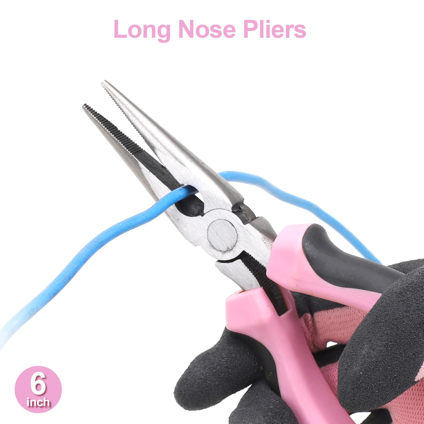 FASTPRO 5-Piece Pink Utility Pliers Set with Storage Bag, Includes Groove Joint, Diagonal, Long Nose, Slip Joint Pliers and 8" Adjustable Wrench