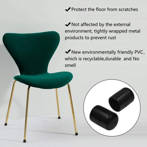 Bonsicoky 12Pcs Round Rubber End Caps 3/4" (19mm) ID Vinyl Flexible Bolt Chair Foot Covers Screw Thread Chair Leg Protectors for Round Tubing Bolt Desk Chair Leg (Black)