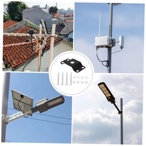 BESTonZON Solar Lighting Mounting Bracket Kit Weather Resistant Outdoor Light Pole Mount for Solar Panel Easy Installation Lamp Post Arm Bracket for Spotlights Street Lights Versatile Use