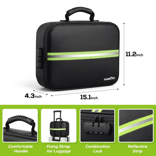 PAWBOSE Fireproof Document Bag with Lock, Upgraded Fireproof, Heat Insulated & Waterproof Box for Document,Portable Storage for Home and Travel, Suitable for Document and Laptop