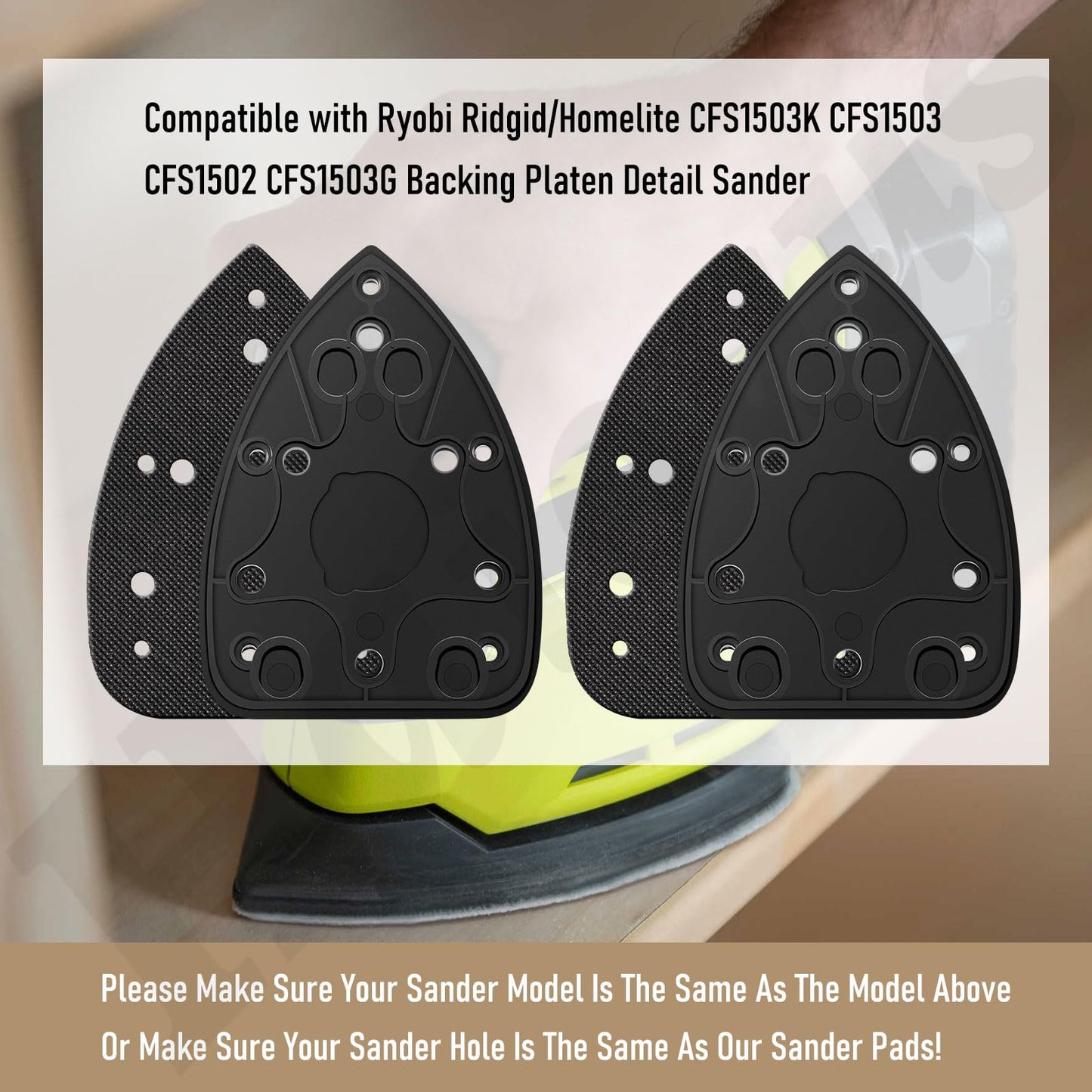 2 Pack 039065005001 Mouse Sander Replacement Pads Compatible with Ryobi Ridgid/Ho-melite CFS1503K CFS1503 CFS1502 CFS1503G Backing Platen Detail Sander