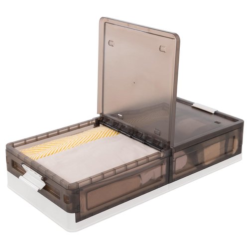 TlaroRiz Plastic Under Bed Storage 58QT/14.5Gal Flat Underbed Storage Containers with Lid and 8 Rolling Wheels Folding Stackable Under Bed Organizer Boxes for Clothing Blanket Shoes Books,1 Pcs