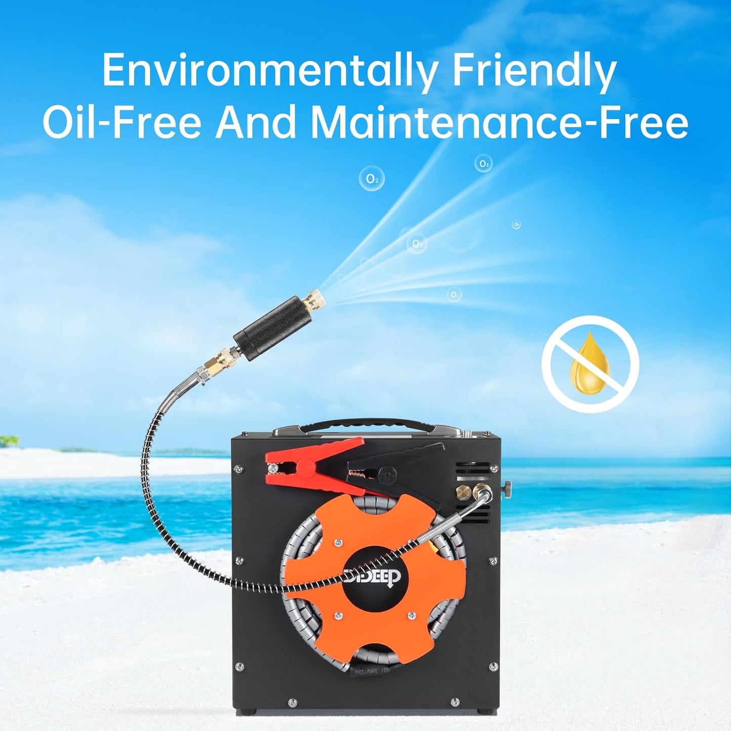 DIDEEP PCP Air Compressor, 4500Psi/300Bar High Pressure Air Compressor 12V DC or 110V AC for Scuba Tank Compressor Paintball Guns, PCP Rifles - Car/Home Use Oil-Free Design