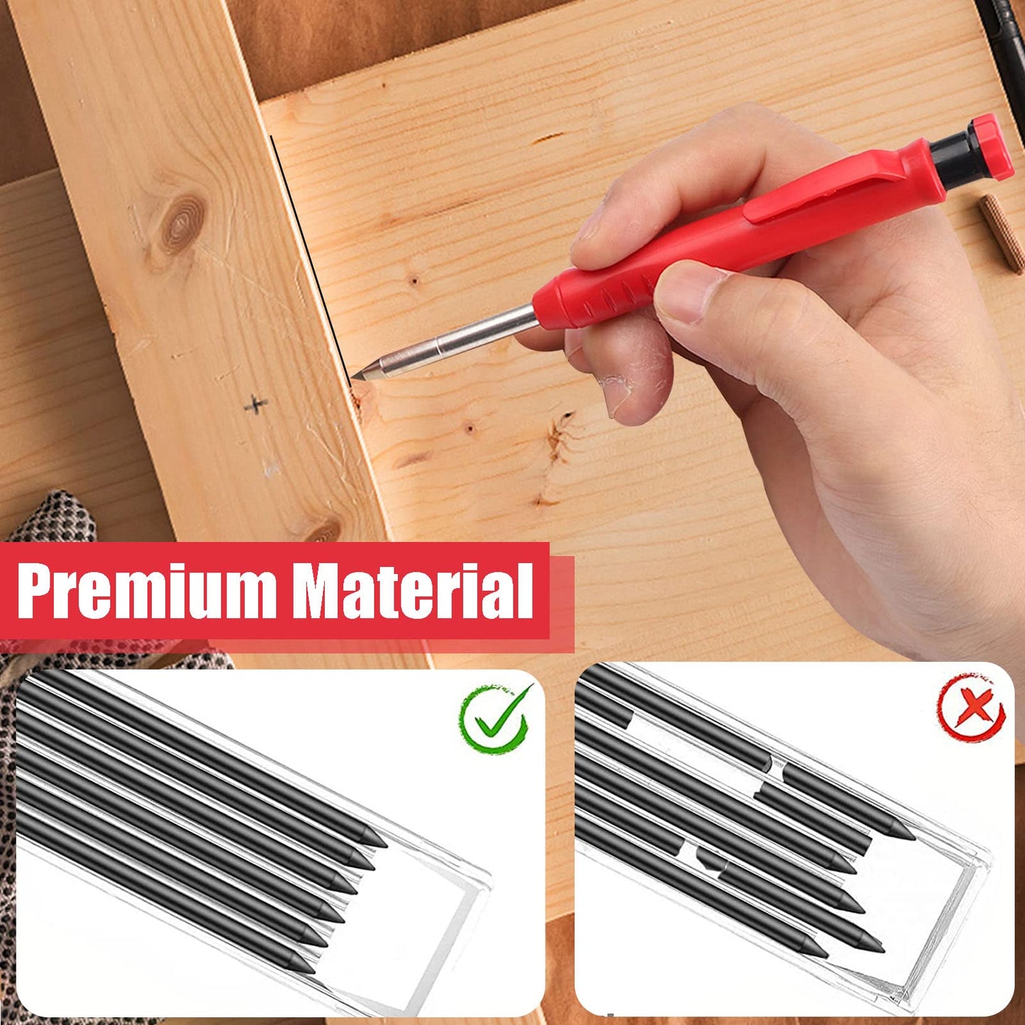 36 Pcs 2.8mm Pencil Lead Refills for Carpenter Pencil Solid Deep Hole Mechanical Construction Pencils Replacements Study Leads for Architect Woodworking Marking Scribe Tools, Black