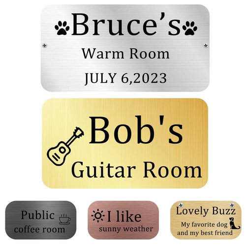 Hadefa Personalized Stainless Steel Rectangle Name Plaque, 2" X 4", Traditional Style, Wall/Tabletop Mount, Perfect for Property, Office, Bedroom, Promotional Use