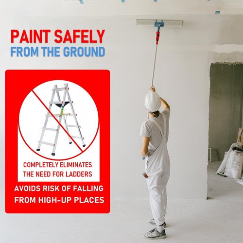 BSFRNF 43" Multi-Angle Paint Brush Extender, Extension Pole Attachments with Rotating Head for Paint Rollers, Great for High Ceiling, Walls, Corners, Edges (43 Inch)