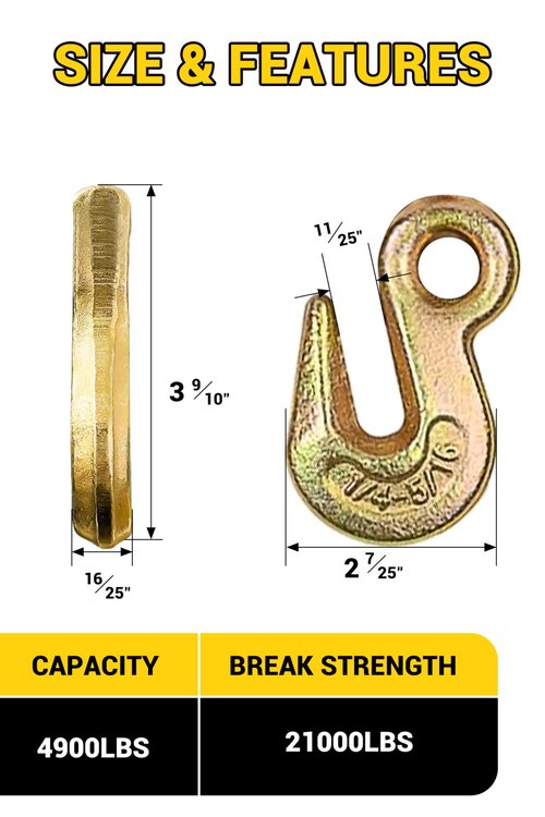 2 Pack Ratchet Chain Binders 5/16'' - 3/8'' | Load Binder with 2 Grab Hooks | Tie Downs for Grade 70 Transport Chain | 6000 Lbs. Safe Working Load- Heavy Duty Ratchet Binders for Towing