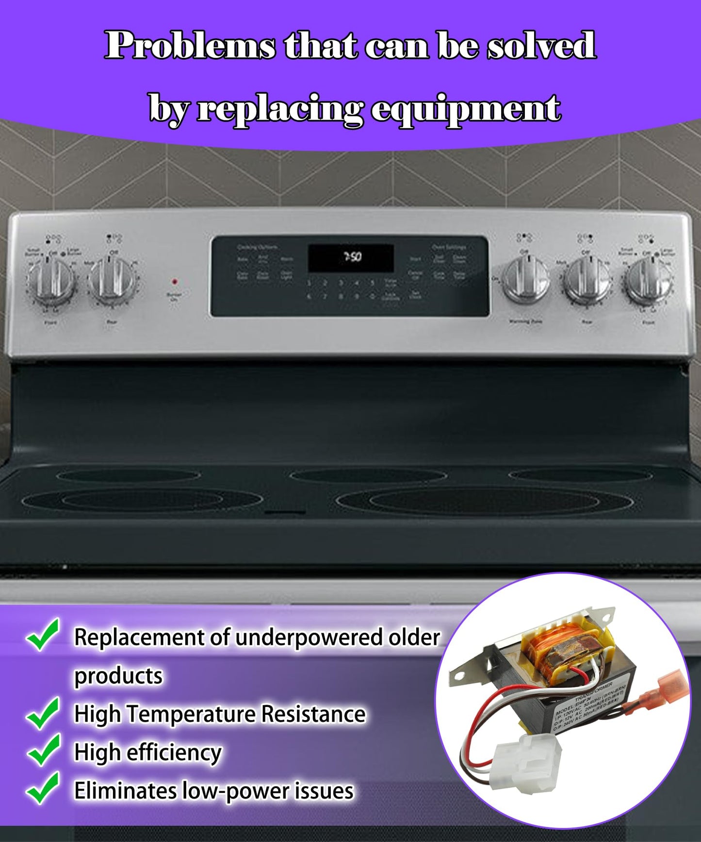 WB27X21609 Cooktop Control Transformer Compatible with GE, Hotpoint, RCA, Kenmore/Sears and others Gas Cooktops,Replaces WB27T10856, 3015152, PS8768310