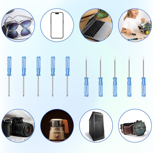 5 Pcs Small Flathead Screwdriver 5 Pcs Tiny Phillips Screwdrivers 4.92 Inches Length Tiny Screwdriver Set for Mini Appliances Repairs Watch Eyeglasses Electronics Toy Repair Eectrician Mechanic Blue