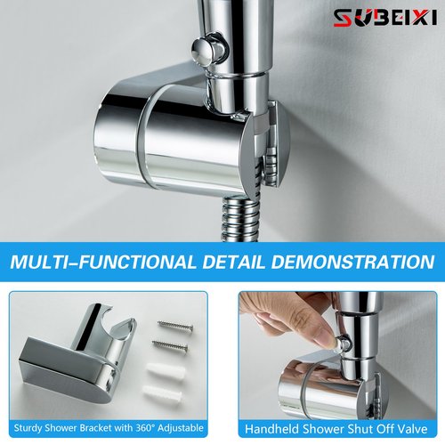 SUBEIXI Tub Spout with Diverter, Chrome High Pressure 10 Mode Handheld Shower Sprayer, Bathtub Faucet with Sprayer