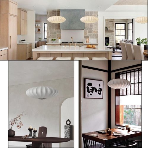 APLampara Lantern Pendant Lights Japanese 11.8" Imitation Silk Pendant Light White Lantern Chandelier Small Wabi Sabi Pendant Light Fixtures for Dining Room Kitchen Island Bedroom Girls Room