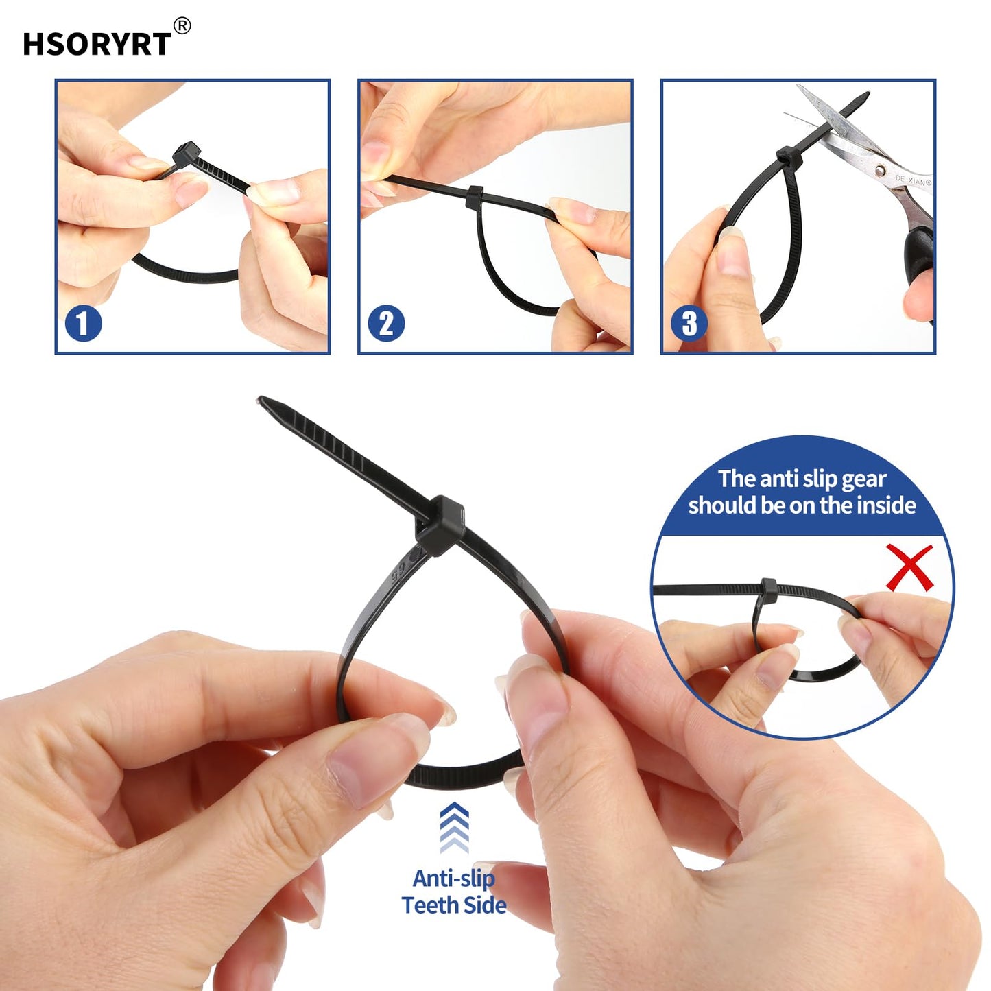 Hsoryrt 2000pcs Cable Ties, 18lbs Zip Ties, 4 inch Black Multi-Purpose Self-Locking Nylon Small Cable Management, UV Resistant Wire Ties, Plastic Ties for Home, Garage, Garden, Office, Workshop