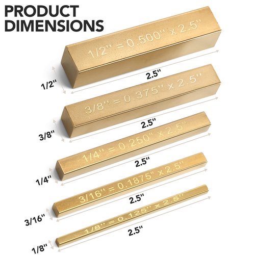 LOSTRONAUT Brass Setup Blocks Height Gauge Set - Set of 5 Table Saw Accessories for Woodworkers - Bars Include Laser Engraved Size Markings - Woodworking Tool - Brass Bar