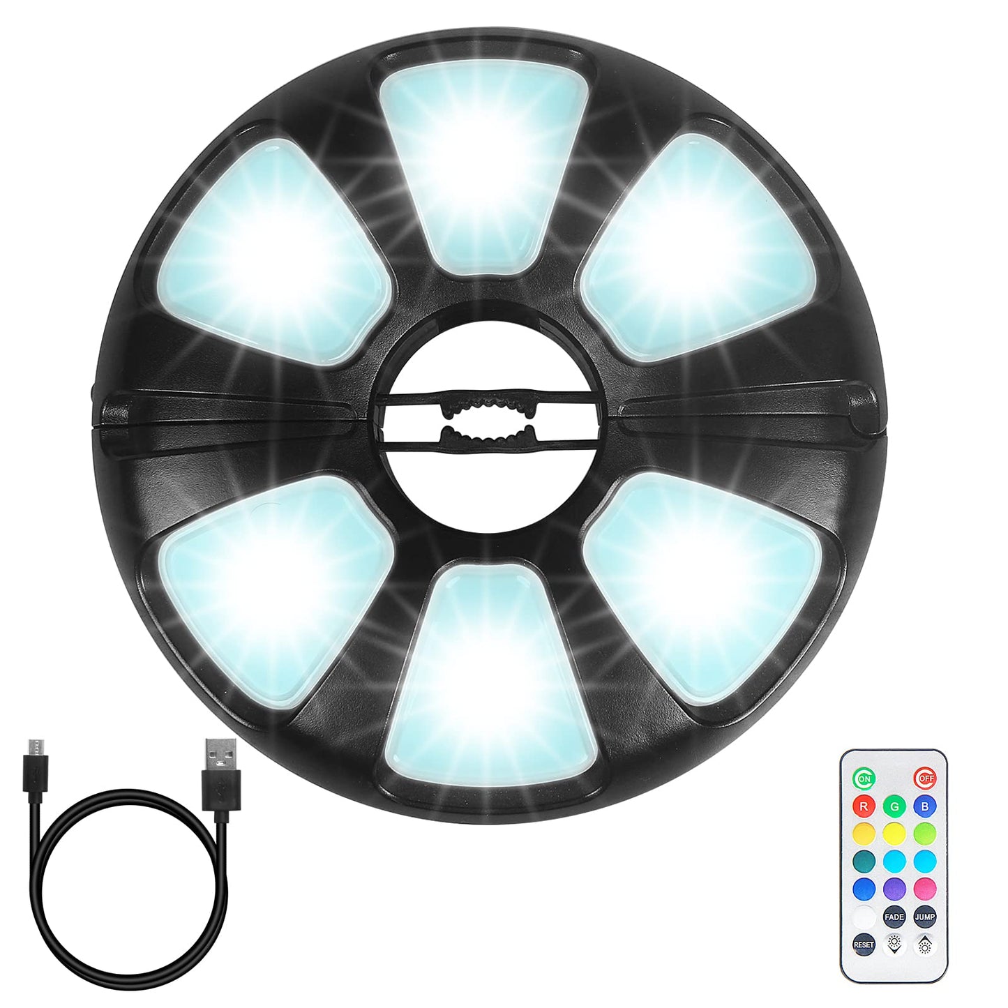 TINTINDOC Color Umbrella Light with Remote Outdoor/Patio Umbrella Light Rechargeable/AA Battery Umbrella Pole Light 300Lumen/Stepless Dimming Umbrella Light for Patio Table