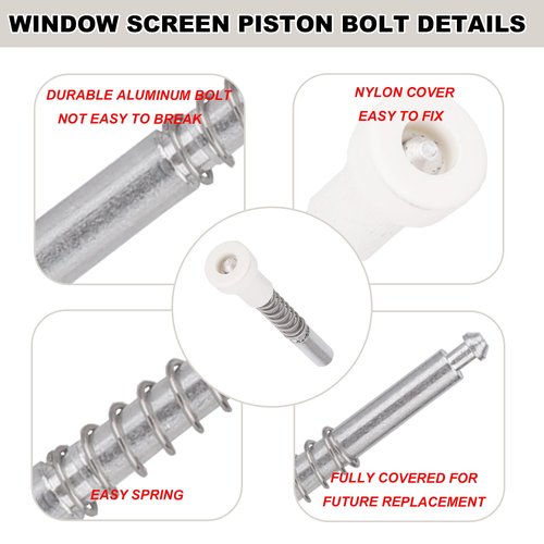 10pcs Window Screen Plunger Latches with Caps, 5/32" x 1-1/2" Aluminum Screen Retainer Pins Replacement Clips for Securing Window