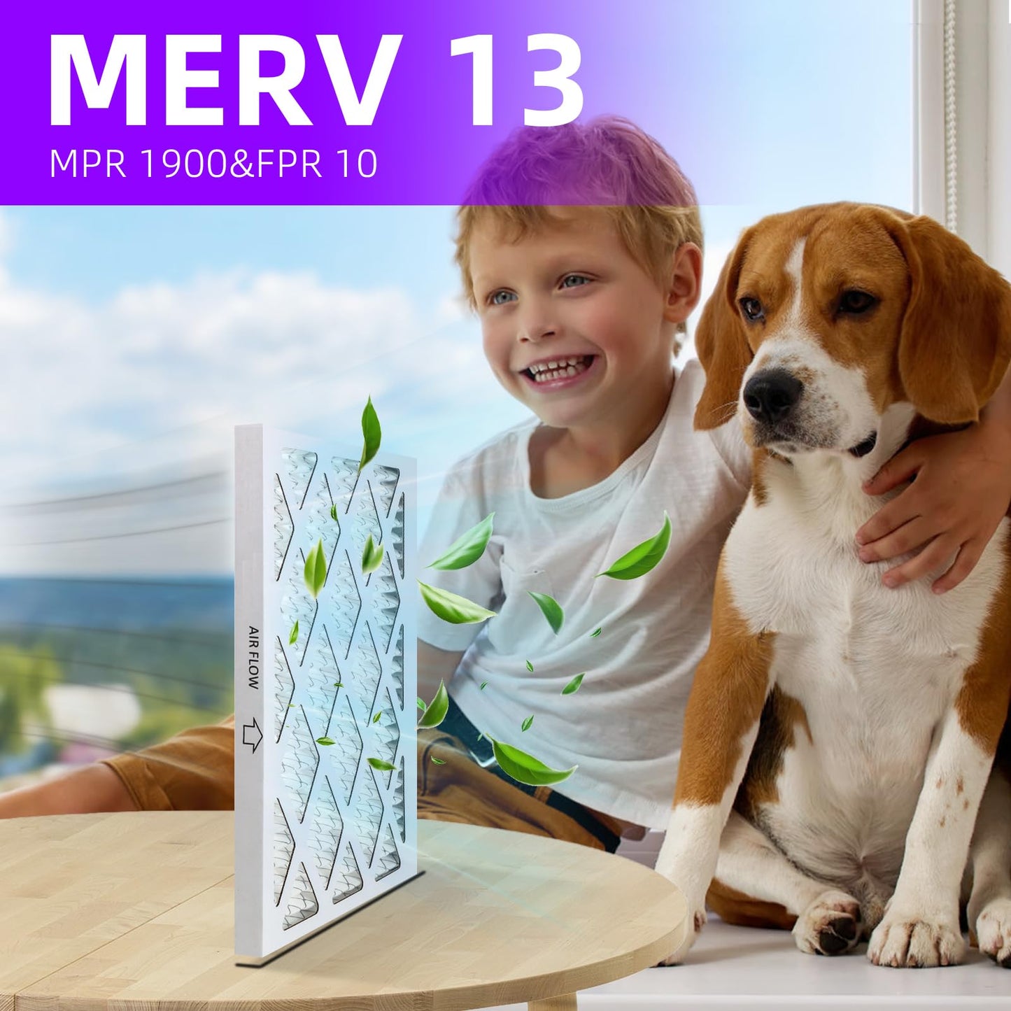 Qingzhug 20x20x1 MERV 13 (6-Pack) Pleated Air Filter (Actual Size: 19.75"x19.75"x0.75") MPR 1900 & FPR 10, Furnace Air Filters, 20x20x1 air filter