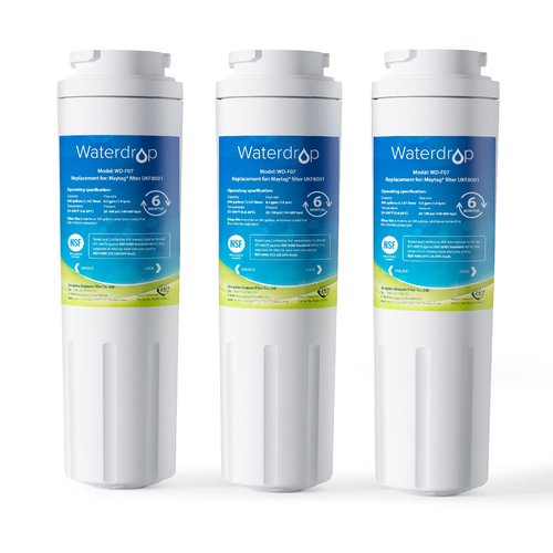 Waterdrop EDR4RXD1 Replacement for EveryDrop® Filter 4, Whirlpool® UKF8001, 4396395, Maytag® UKF8001AXX-200, UKF8001AXX-750, WD-F07, Refrigerator Water Filter, 3 Filters (Package May Vary)