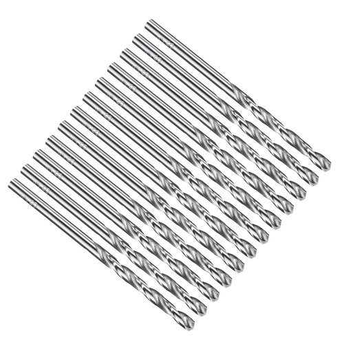 PATIKIL #25 Drill Bit, Jobber Straight Shank M2 High-Speed Steel 118° Point Tip Uncoated Bright for Stainless Steel Hard Metal - 12 Pack