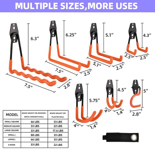 Rlipily 24 Pack Garage Hooks Steel Heavy Duty Garage Storage Hooks Utility Steel Wall Mount Garage Hanger&Organizer for Bikes,Garden Tools, Ladders, Bulk Items，Ropes and More Equipment