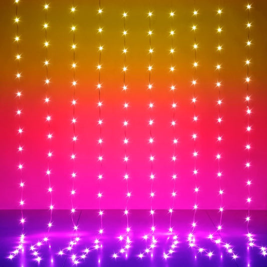 KepStars LED Curtain Lights, 10ft x 10ft 300 LED RGB Color Changing String Fairy Lights Curtain with Smart APP Control, Music & Voice Sync for Bedroom Backdrop Indoor Outdoor Christmas Decorations