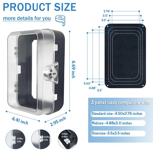 PILISPARK Child Proof Outlet Lock Box with 2 Durable Keys - Heavy Duty Safety Cover for Baby Proofing, Tool-Free Installation, More Space for Large Plugs Universal Fit Socket Protector (1Pack, Black)
