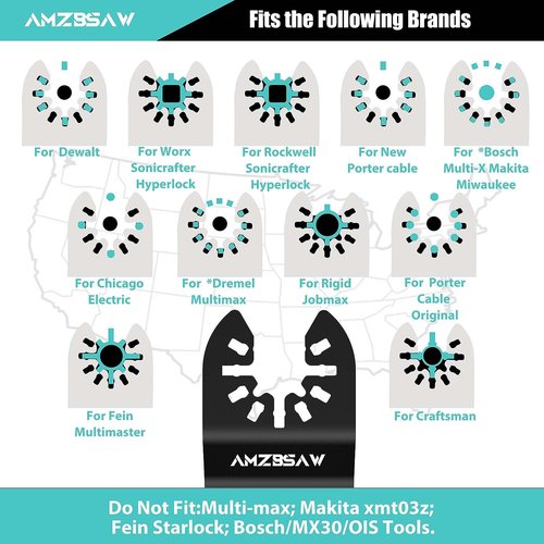 AMZBSAW 30 PCS Oscillating Tool Blades, 6 Types Oscillating Saw Blades for Metal Nails and Wood Plastic, Professional Multi Tool Blades Kits Fit Bosch Dewalt Ryobi Milwaukee