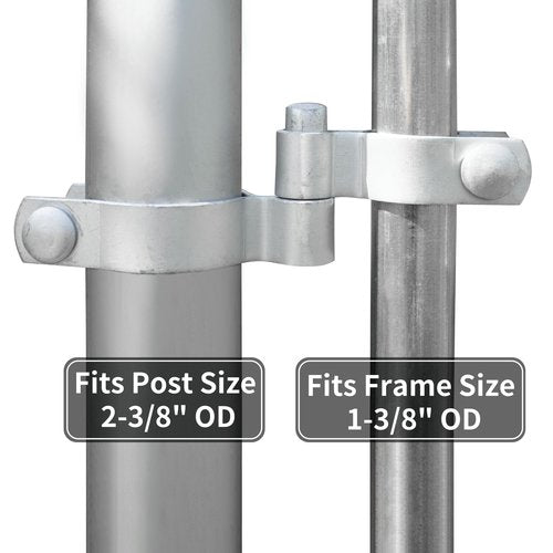 HITTITE 1-3/8" x 2-3/8" Chain Link Fence Gate Post Hinge, Heavy Duty Gate Hinges with 1-3/8" Female Hinges （2 Piece） and 2-3/8" Male Hinges （2 Piece）, Nut/Bolt Included, 3mm Thickness.