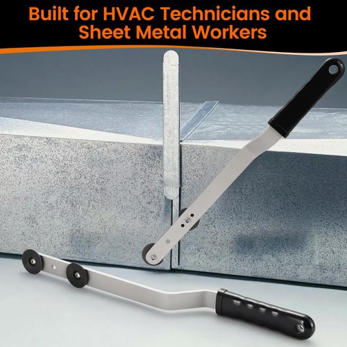 TOHLIX Aluminum 89565 Duct Stretcher Tool with One-Piece Ergonomic Wave Grip & Extended Bend for More Space | Drive Cleat Installation & Duct Pulling Tool for HVAC Ductwork Alignment | Offset Handle