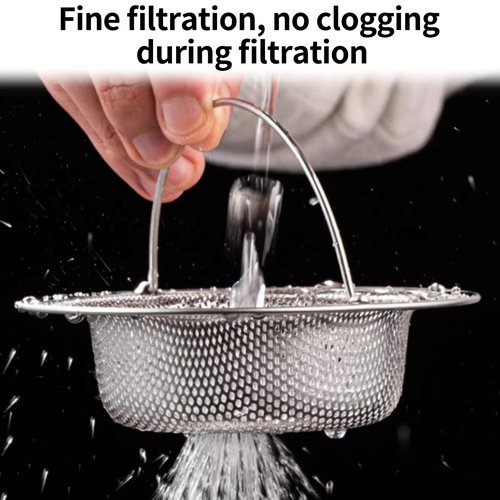 4 Pack Kitchen Sink Strainer, Stainless Steel Sink Drain Basket with Handle, Rust Resistant Food Catcher, Dishwasher Safe Kitchen Drain Stopper Filter