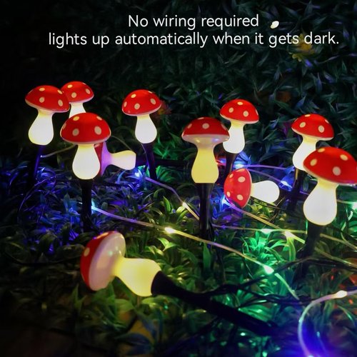 Outdoor LED Solar Mushroom Lights,Ground-Mounted Solar Mushroom Lights,Waterproof Decorative Light for Outdoor Gardens and courtyards (7.5m)
